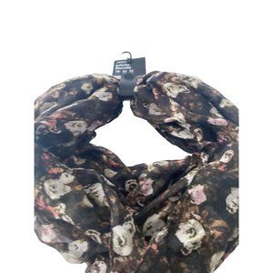 Black Floral Infinity Scarf, New Ladies